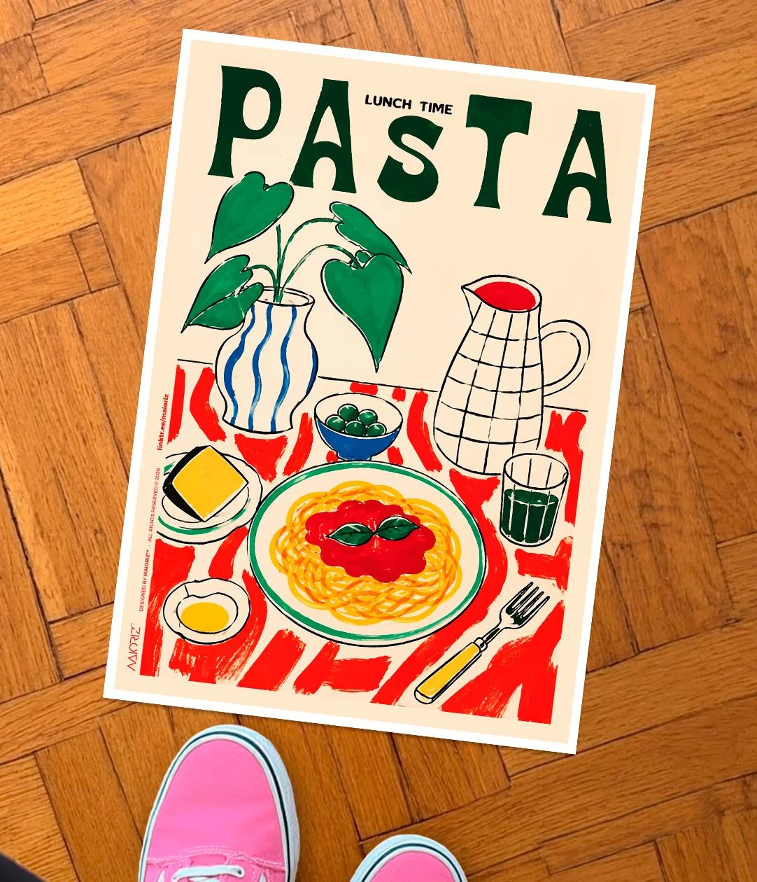 Poster van traditioneel Italiaans eten, mediterrane vintage stijl kunst A3 – photo 2